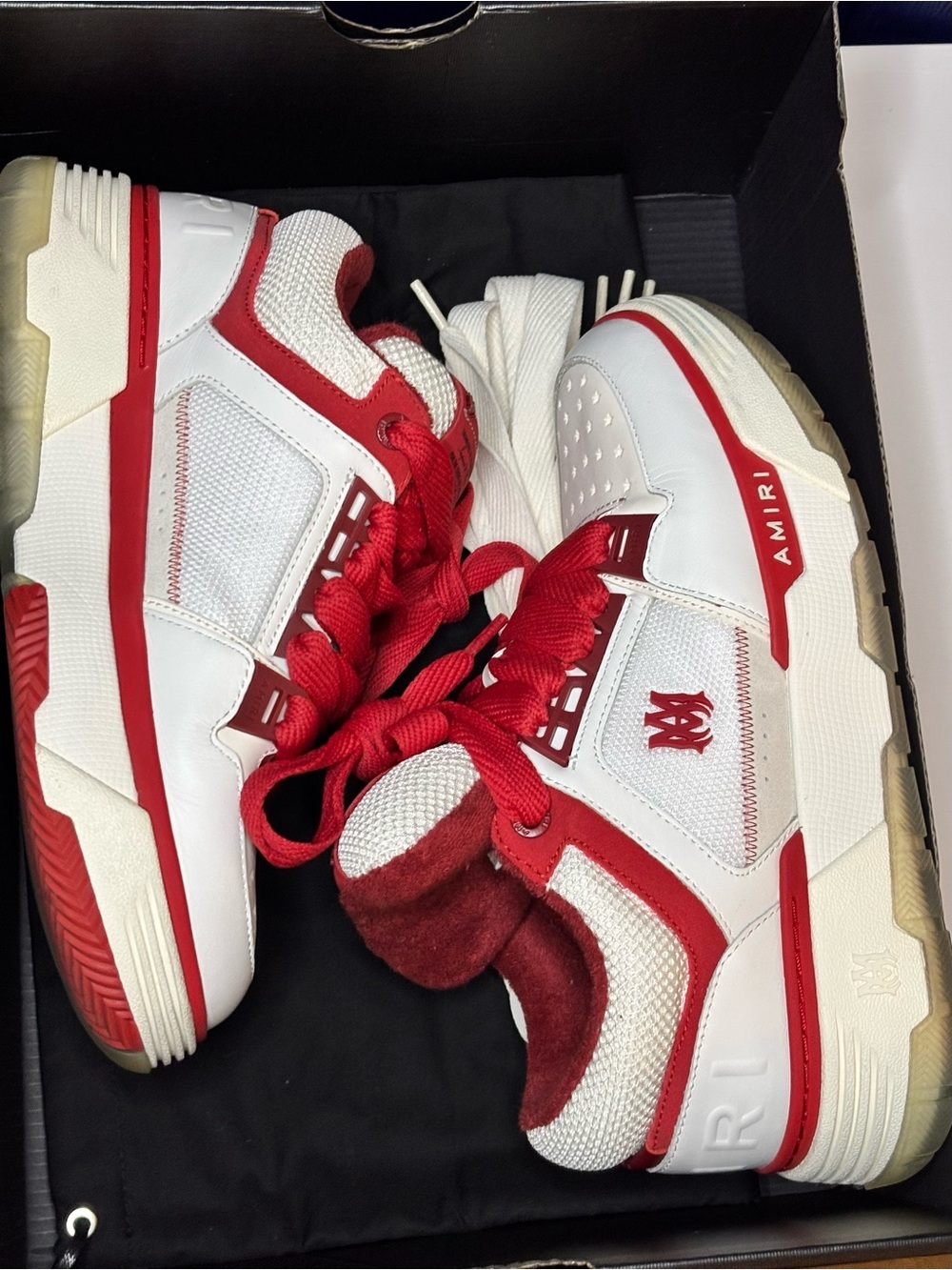 AMIRI White and Red Men's Low-Top Sneakers - Picture 2 of 11